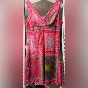 Xhilaration Vintage Y2K Boho Patchwork Babydoll Midi Dress